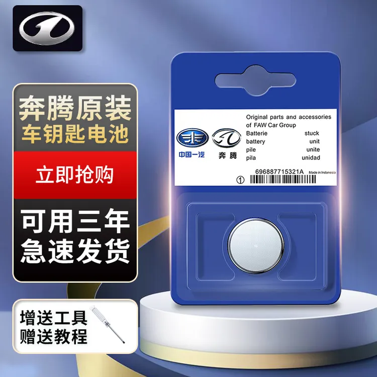 一汽奔腾车钥匙B70原装T77 X80电池B50 X40 B30 B90 T33进口2032