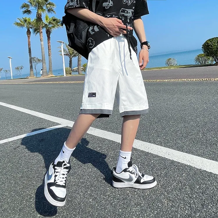 2024新款五分裤男运动直筒薄款宽松潮流休闲裤韩版港风百搭中裤  