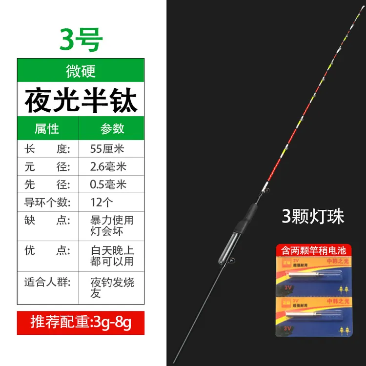 （夜钓神器）LED夜光半钛竿稍筏竿竿稍