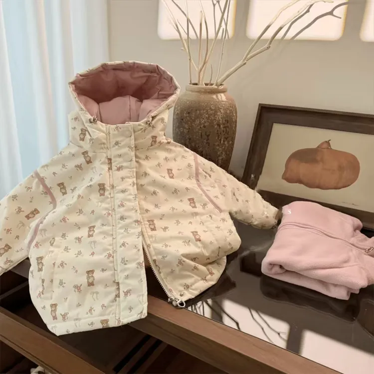 儿童保暖外套棉服冲锋衣两件套秋冬新款女宝宝棉衣衣服百搭绒内胆
