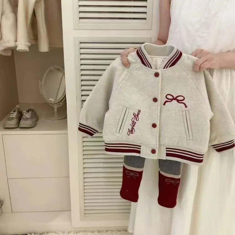 女童外套秋冬款新款儿童棒球服衣服夹棉加厚上衣韩系童装毛呢大衣