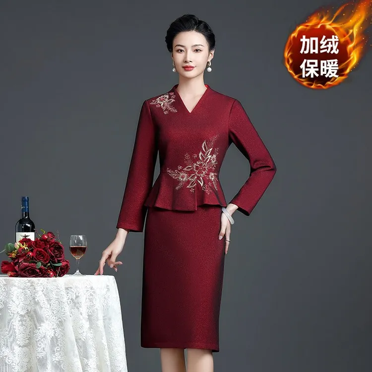 高档喜婆婆假两件礼服春夏2025新款小个子喜妈妈嫁女儿旗袍连衣裙