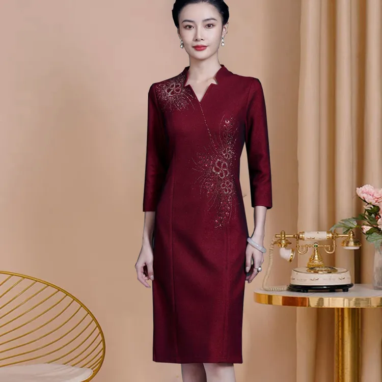 新娘结婚妈妈装婚宴装晚礼服小个子喜婆婆婚礼敬酒服修身包臀裙秋