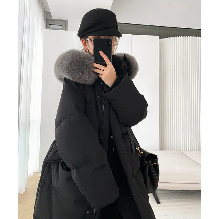 保暖羽绒服女2025冬装新款加厚长款收腰显瘦高端气质90白鸭绒外套