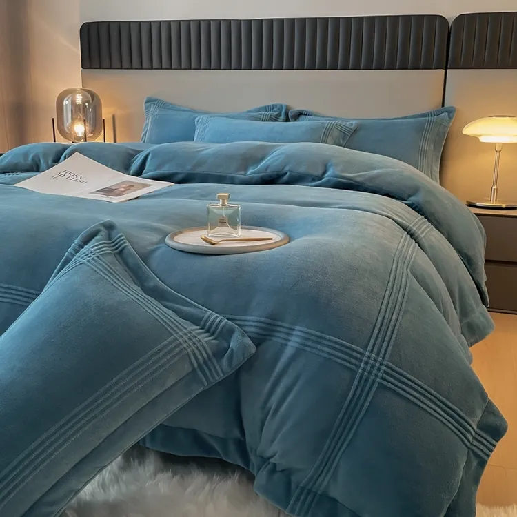 水星新家纺高档轻奢高克重牛奶绒婴儿绒宝宝绒四件套加厚双面绒