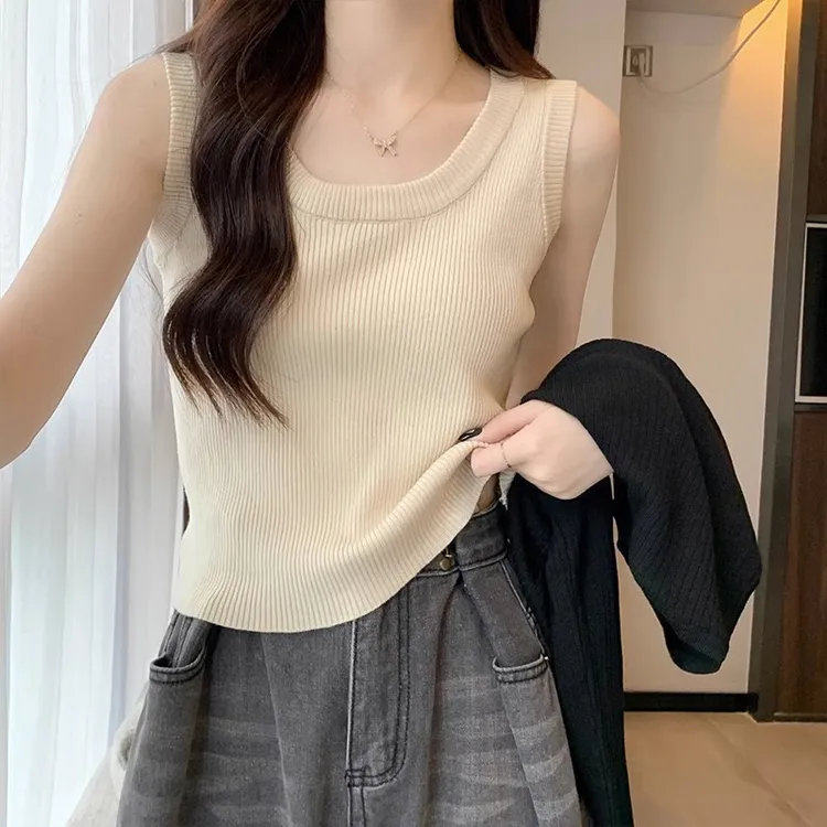 针织吊带背心女通勤无袖修身显瘦西装内搭外穿薄款打底衫夏季上衣