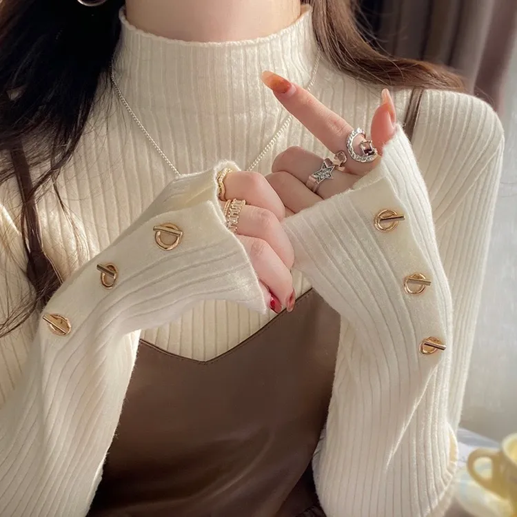 打底衫女新款法式白色内搭早秋毛衣设计感小众秋冬针织上衣902