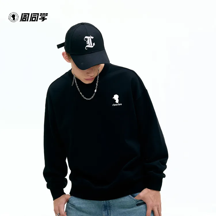 周同学周杰伦【爱在西元前】基础款百搭经典简约落肩宽圆领套头卫衣