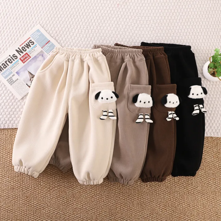 儿童加绒加厚裤新款长裤秋冬宽松休闲裤中小童男童开裆外穿裤子
