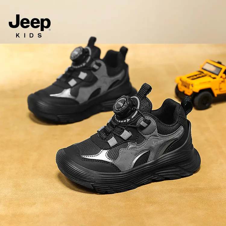 jeep儿童运动鞋秋冬季男女童休闲百搭跑步鞋户外耐磨防滑旋钮鞋子