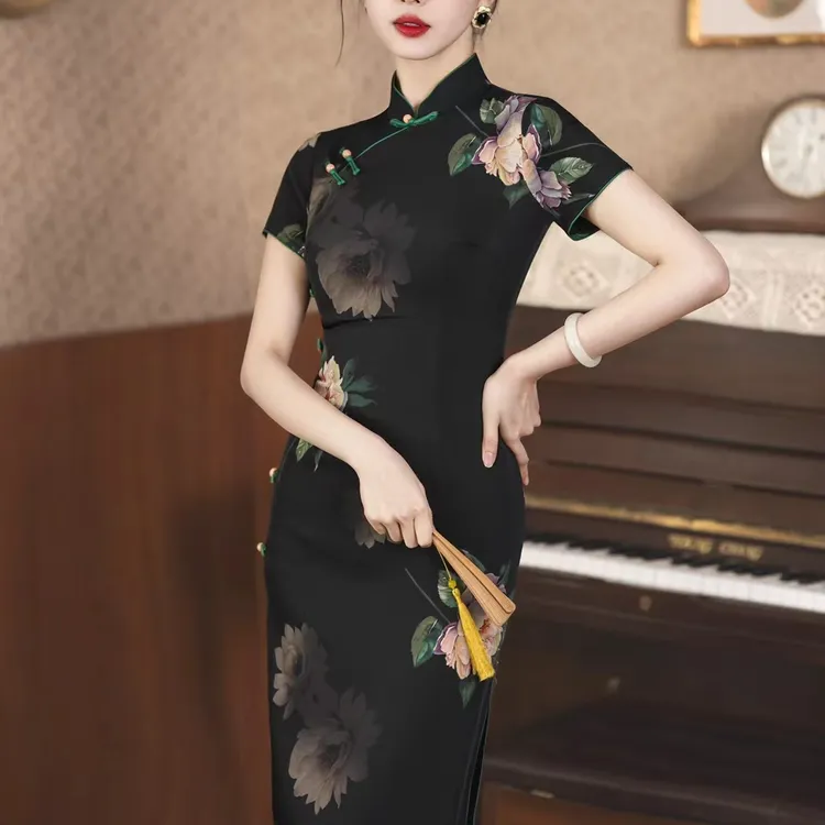 《牡丹》透气冰凉夏季新款高端旗袍女复古新中式气质提花旗袍