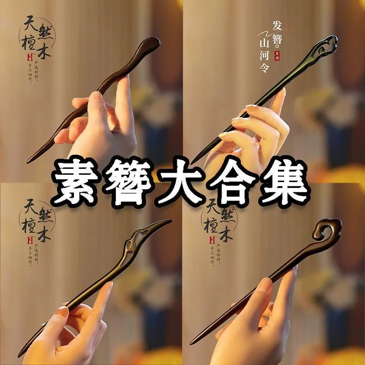 黑檀木灵蛇发簪古风女高级感新中式盘发钗子现代简约手工木钗木簪