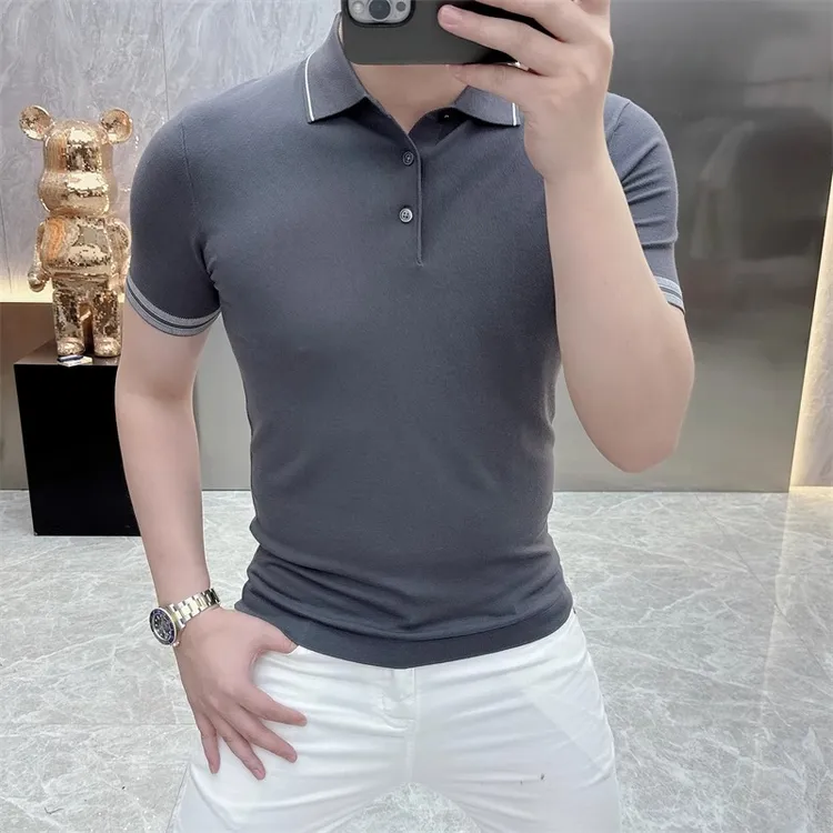 欧货短袖POLO衫男轻奢高品质时尚休闲百搭夏季半袖T恤针织冰丝潮