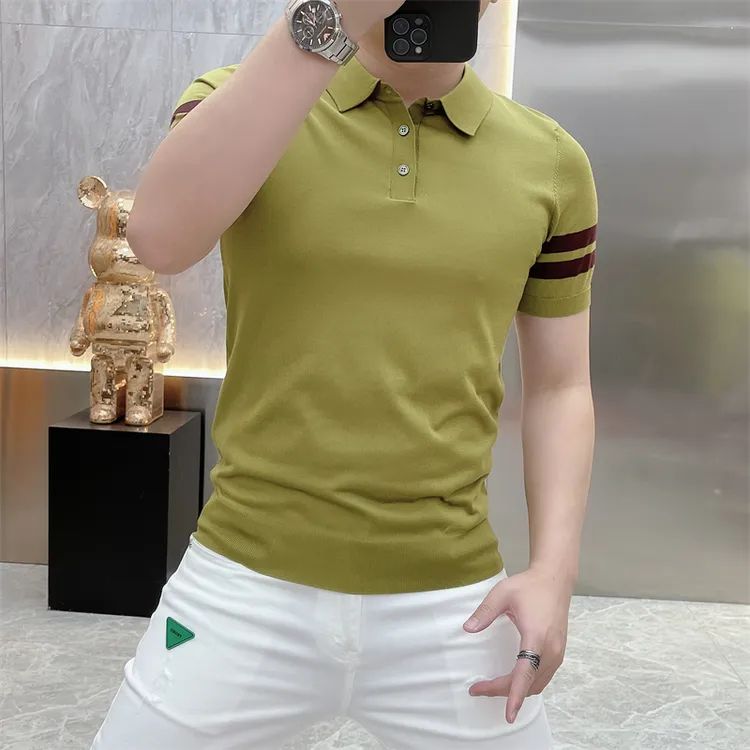 轻奢欧货针织短袖男POLO高品质夏季百搭薄款纯色半袖翻领T恤痞帅