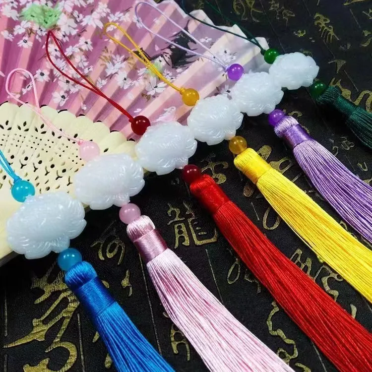 有文精选 仿白玉石莲花流苏穗手工DIY制作莲花灯必选品