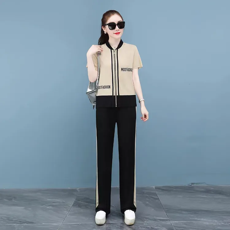 女装夏装新款减龄时尚显瘦洋气运动服套装开衫卫衣休闲跑步两件套