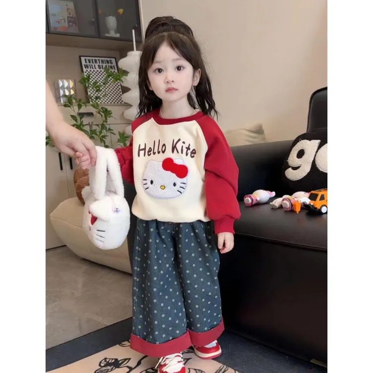 秋季女童套装2024新款时髦儿童洋气卫衣裤子两件套宝宝女童秋装