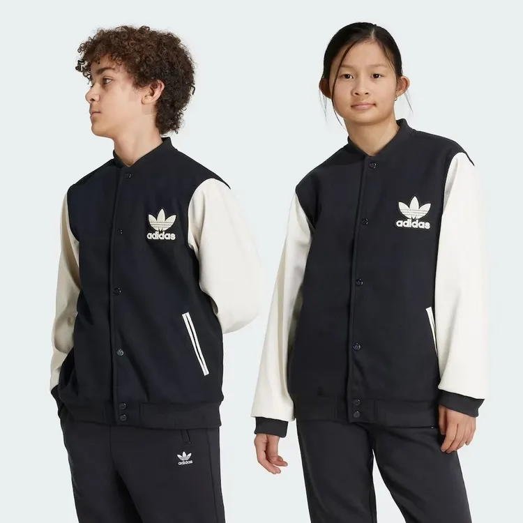 adidas阿迪达斯儿童日常穿搭休闲舒适梭织运动黑白保暖棉服IY7505