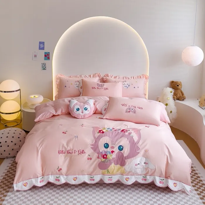 【四季款】100%全棉卡通贴布绣精致绣花系列纯棉三件套四件套少女心