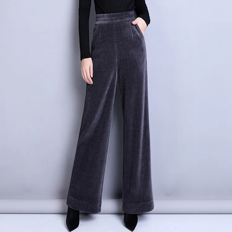 窄版阔腿裤灯芯绒裤女裤2025秋季高腰加绒宽松妈妈条绒直筒裤爆款