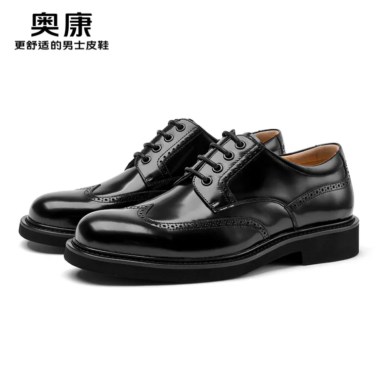 Aokang/奥康男鞋秋季德比男皮鞋英伦风男士百搭增高舒适舒适婚鞋