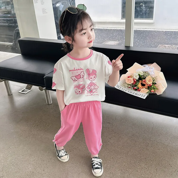 夏装女童运动套装小女孩夏季网红时尚休闲裤2女宝洋气时髦短袖T恤