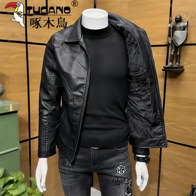 TUCANO/啄木鳥海宁新款皮衣男士春秋复古机车皮夹克休闲百搭外套