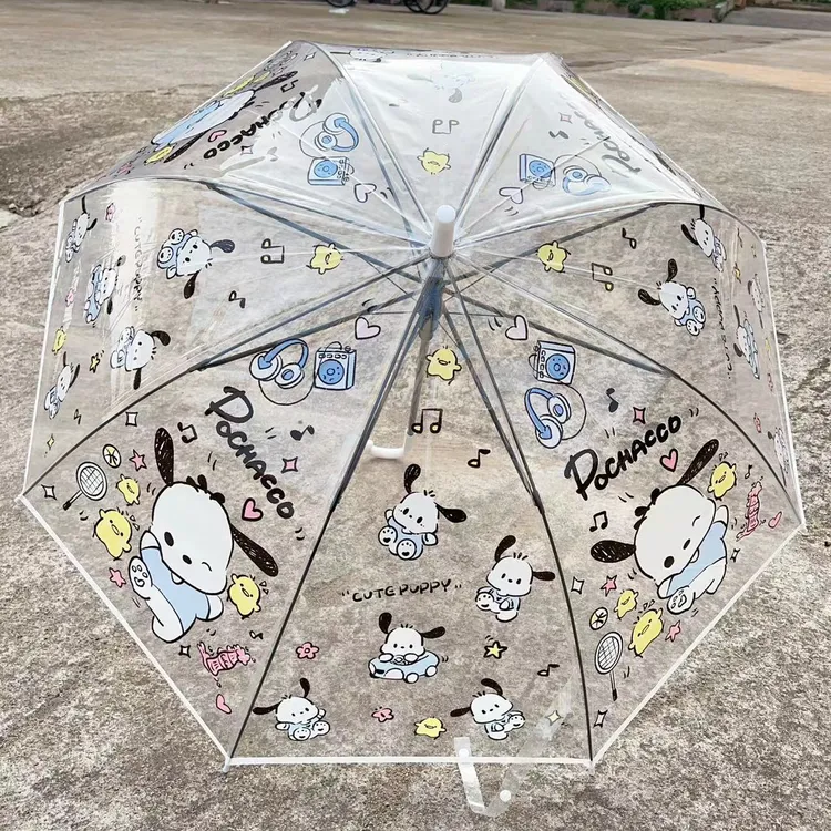 帕恰狗透明伞高颜值卡通可爱全自动折叠加厚加固网红伞长柄伞
