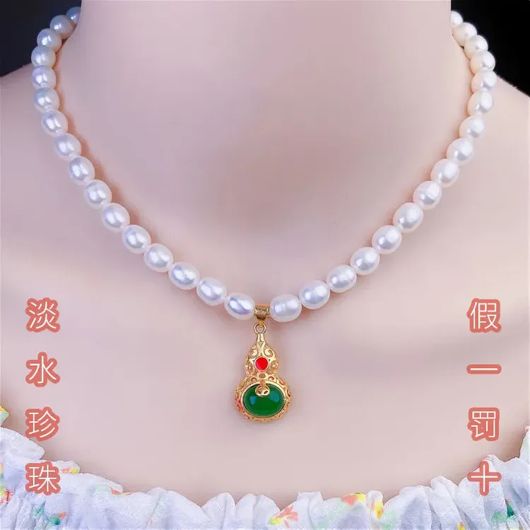 天然淡水无核珍珠项链白色强光送妈妈送女友妇女节母亲节生日礼物