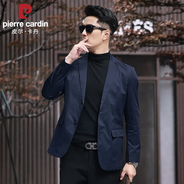 皮尔卡丹秋装新款男士西服中年休闲西装男士薄款春秋外套商务上衣