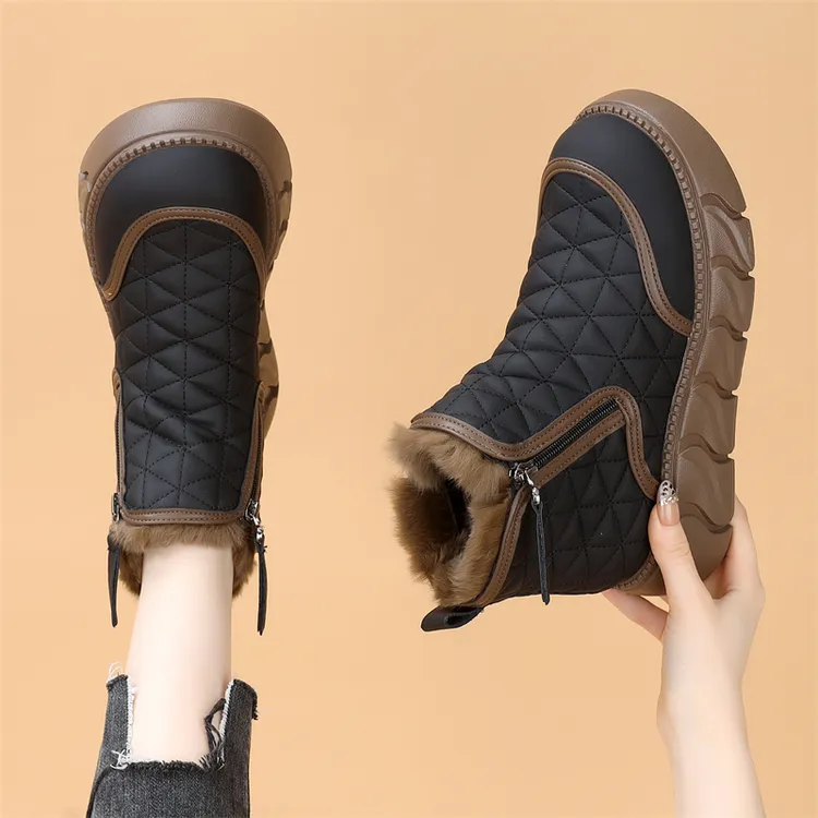 爆款双拉链雪地靴女2025新款东北百搭保暖冬天棉鞋加绒加厚