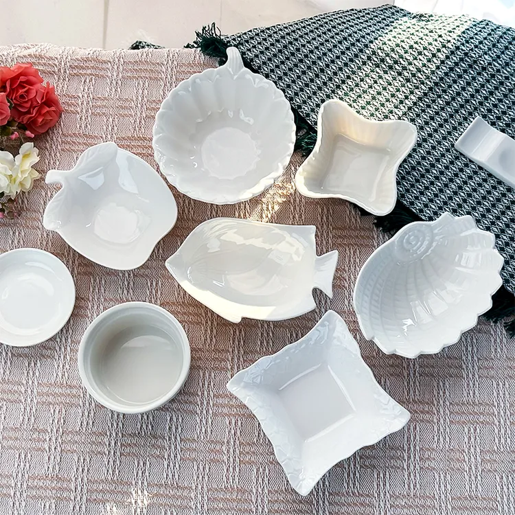 【2个装清仓捡漏-蘸料碟味碟】陶瓷釉下彩白瓷高颜值餐具小碟子餐具