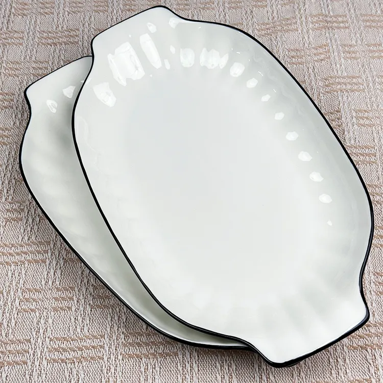 大号鱼盘蒸鱼强化陶瓷盘子高档家用网红款简约厨房餐具高颜值包邮