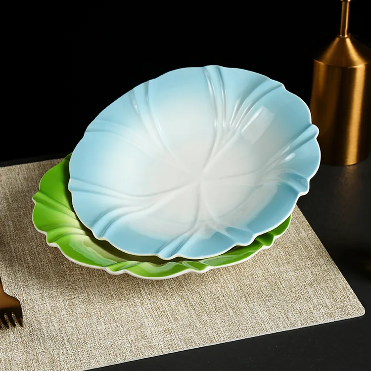 【中式陶瓷釉下彩】2025新款菜盘子餐具炒菜盘子家用高颜值创意异形