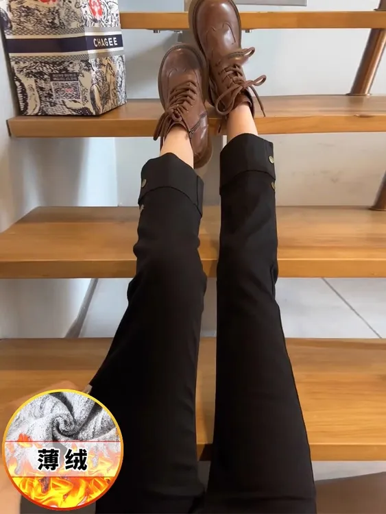 黑色高腰弹力直筒牛仔裤女春秋新款梨形身材显瘦小个子九分烟管裤