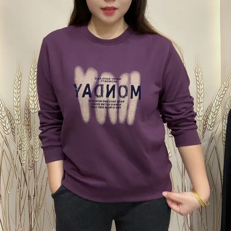 2025春季新款休闲百搭圆领卫衣士女显瘦长袖上衣宽松时尚妈妈装