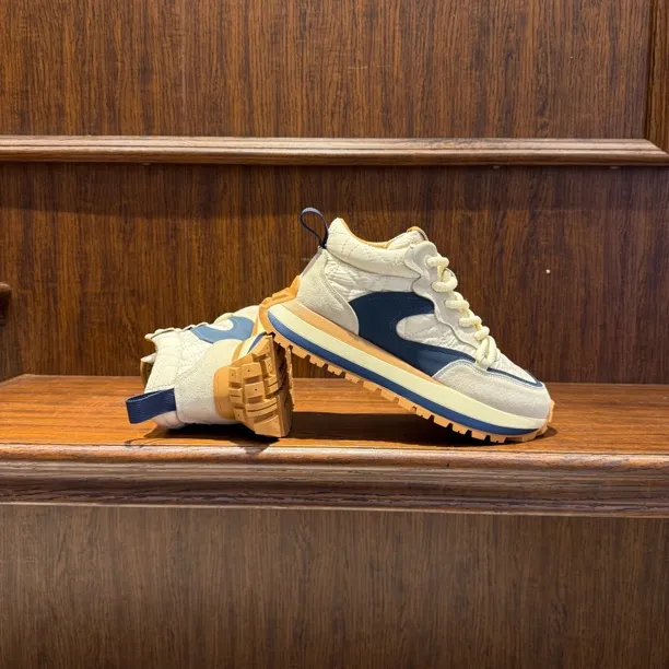 2024秋冬新款皮面拼接布面阿甘软底时尚休闲潮鞋（单棉同款）