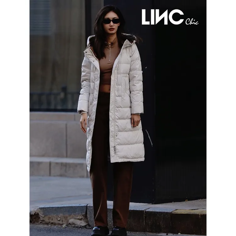 LINC金羽|杰新款潮流长款修身感羽绒服女Y22606607