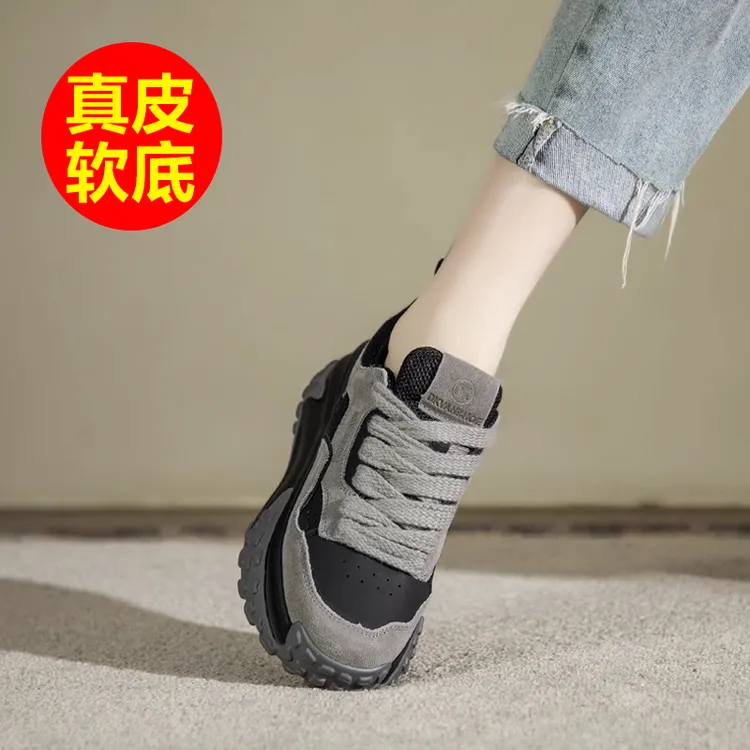 欧洲站网红老爹鞋女ins潮2025春秋新款板鞋加绒女鞋厚底运动单鞋