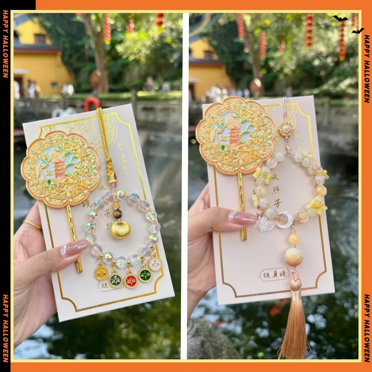 灵隐钱袋子挂件古风随身镜五路小胖福富桂花车挂包挂