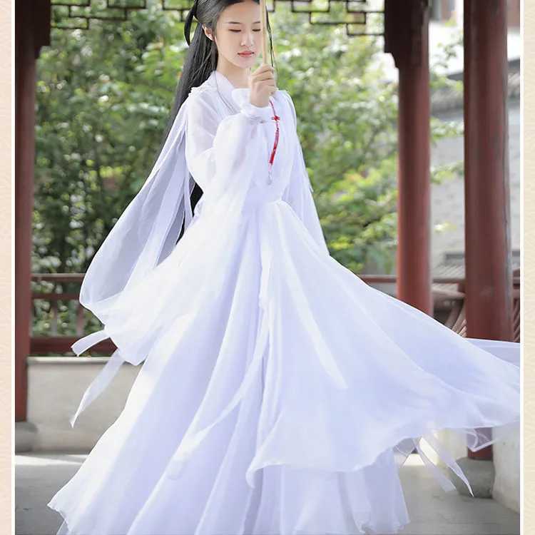 白娘子鞠婧祎同款芸溪汉服白色超仙飘逸仙女古装襦裙薄纱仙气服装