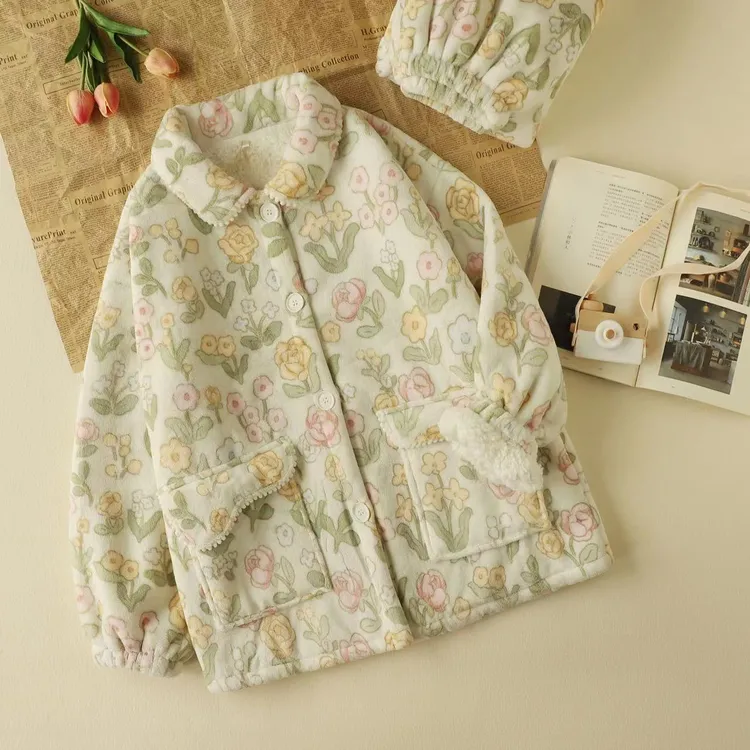 daiyunfen/黛韵芬双层加厚加绒雪羔绒睡衣女冬季可爱牛奶绒家居服