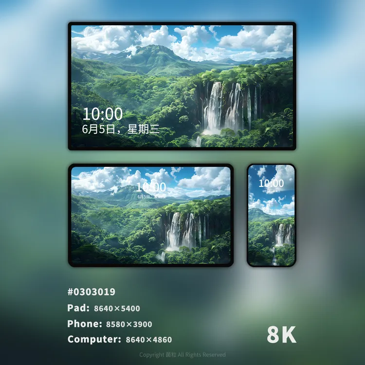 高清壁纸 | 绿野飞瀑 0303019