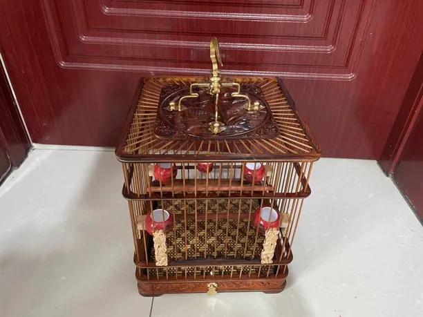 精品红酸枝雕刻笼红木鸟笼