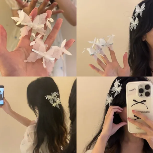 森系精灵～蝴蝶薄纱发夹刘海侧边碎发氛围感超仙纯欲发饰发卡ins风