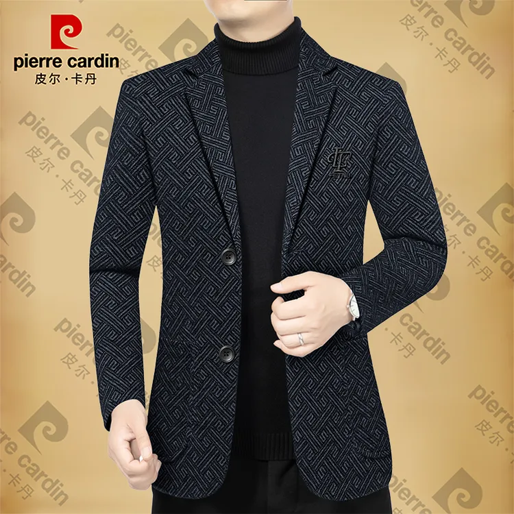 皮尔卡丹男士新款高档商务休闲秋冬季西服轻奢保暖西装外套潮保暖