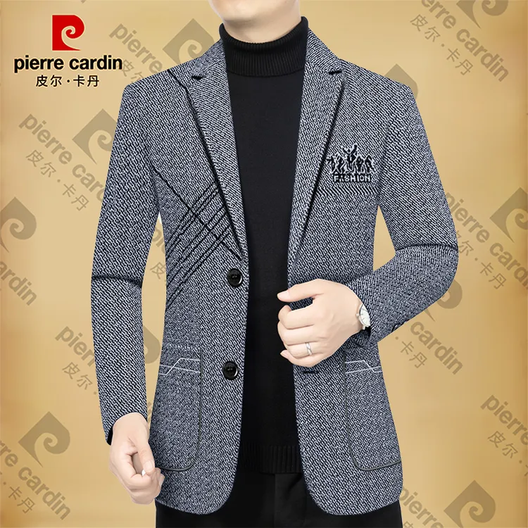 皮尔卡丹男士新款高档春秋季商务休闲爸爸男装外套西服中年西装领