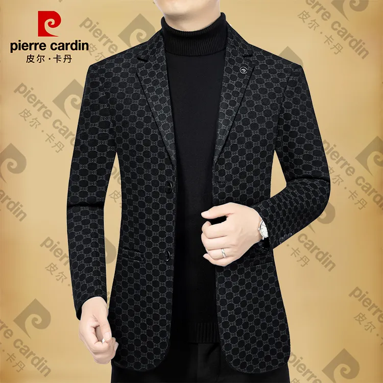 皮尔卡丹男士春秋季新款高档西服修身韩版男装外套西装领时尚潮流