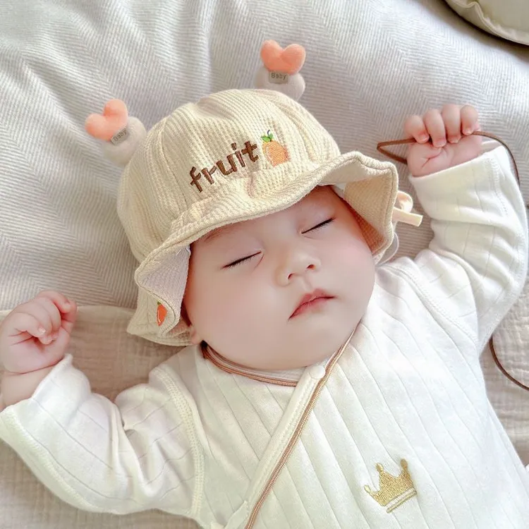 婴儿帽子秋冬季春秋薄款新生儿胎帽男宝宝婴幼儿女遮阳防晒盆帽