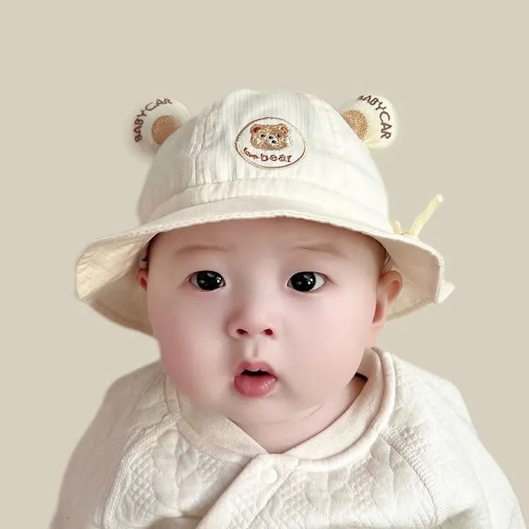 婴儿帽子春秋款薄款渔夫帽宝宝韩版可爱婴幼儿盆帽新生儿可调